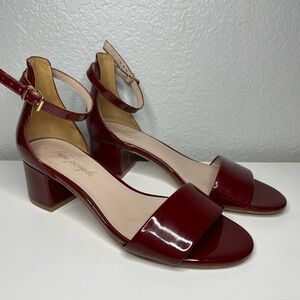 Free People Maroon Block Heel Sandals Sz 7.5 (38)